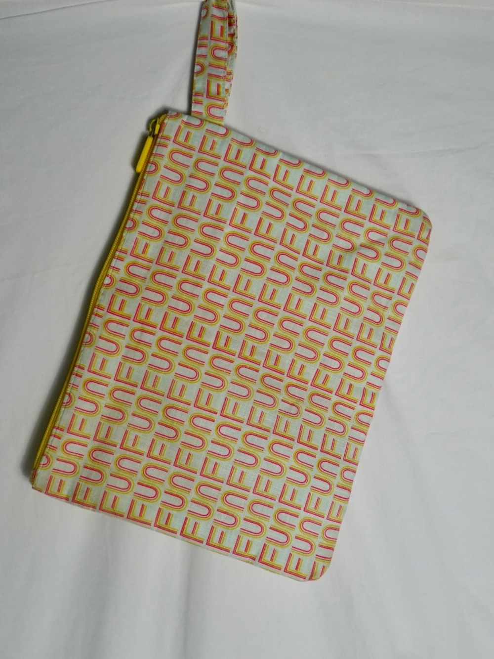 Sun Squad Summer Fun Pastel Multicolor Cosmetic Pouch with Yellow Trim
